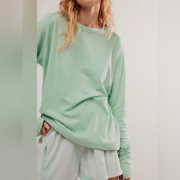 Free People We The Free Arden Extra Long Mountain Green Longsleeve Top - Picture 2 of 9